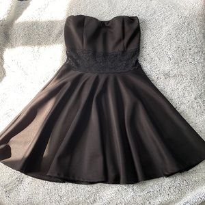 Black strapless skater dress